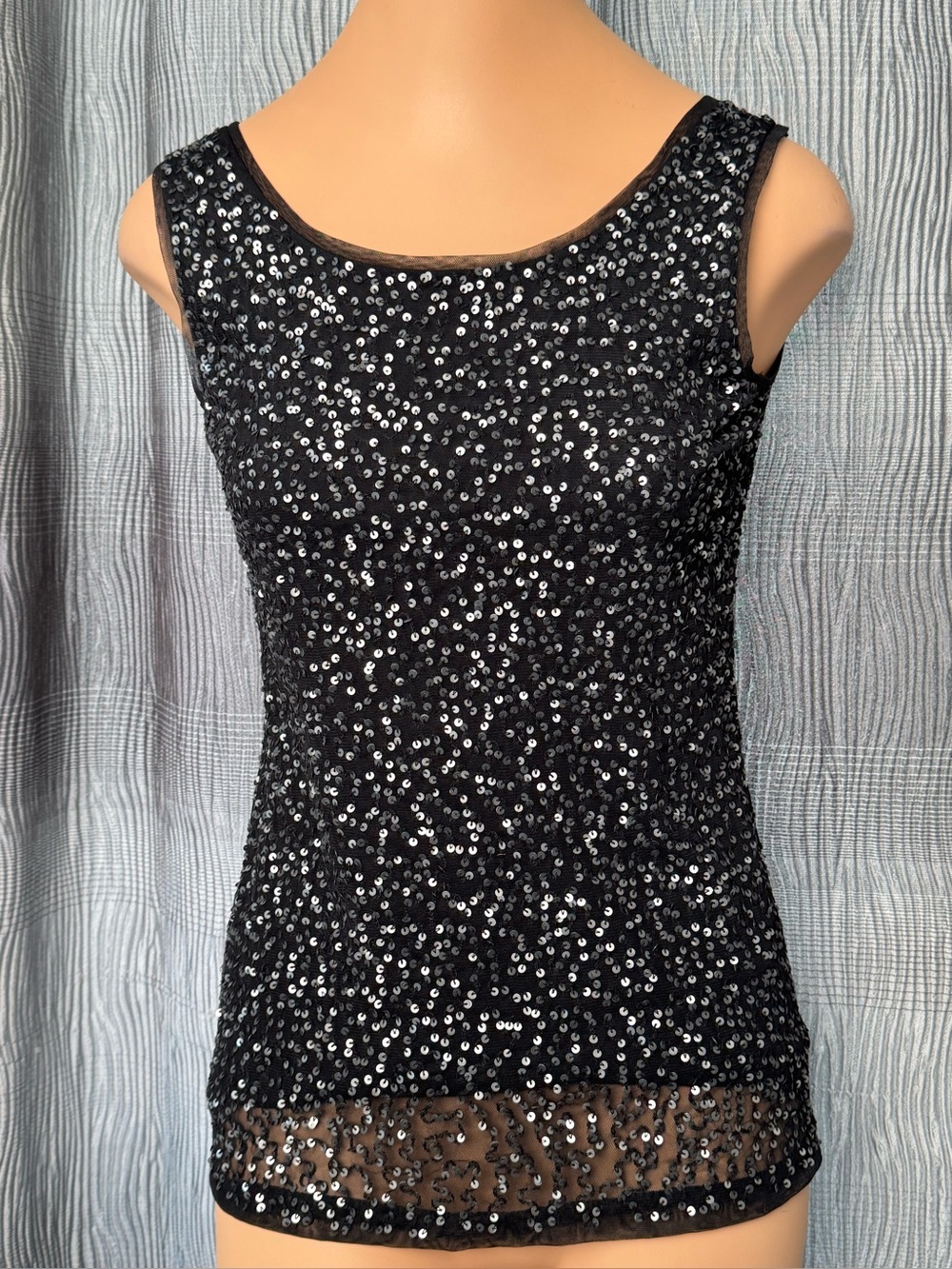 CLASSIQUES ENTIER Black Sequin Tank Top Size XSmall